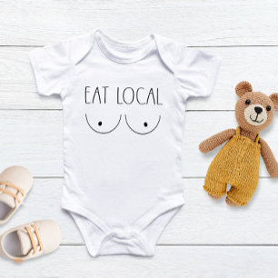 Body "Mangez local" Drôle allaitant bébé