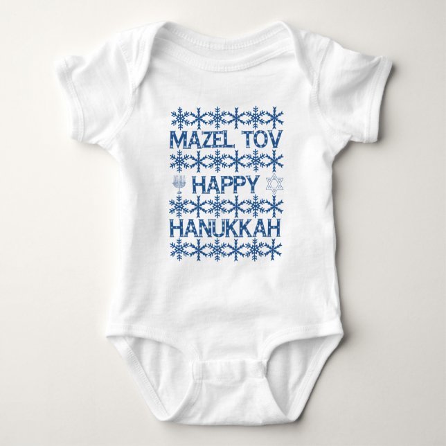 Body Mazel Tov Happy Hanoukka Snowflakes Parti juif (Devant)
