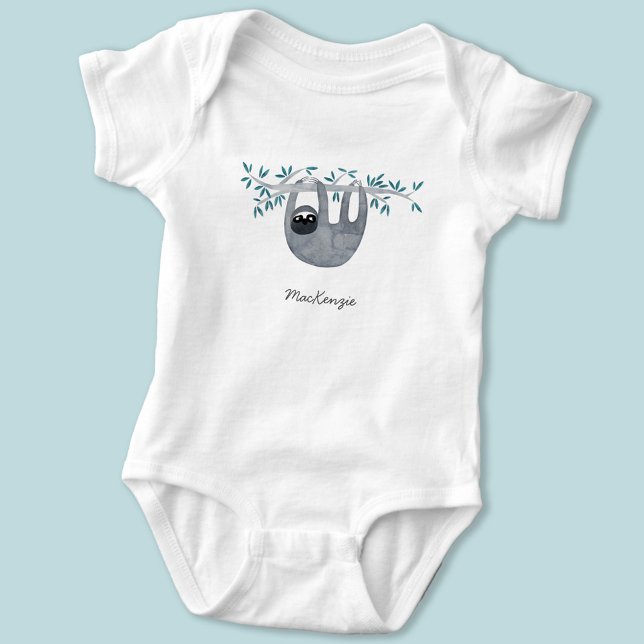 Body Mélange Sloth Personnalisé (Cute watercolor Sloth personalized baby bodysuit)
