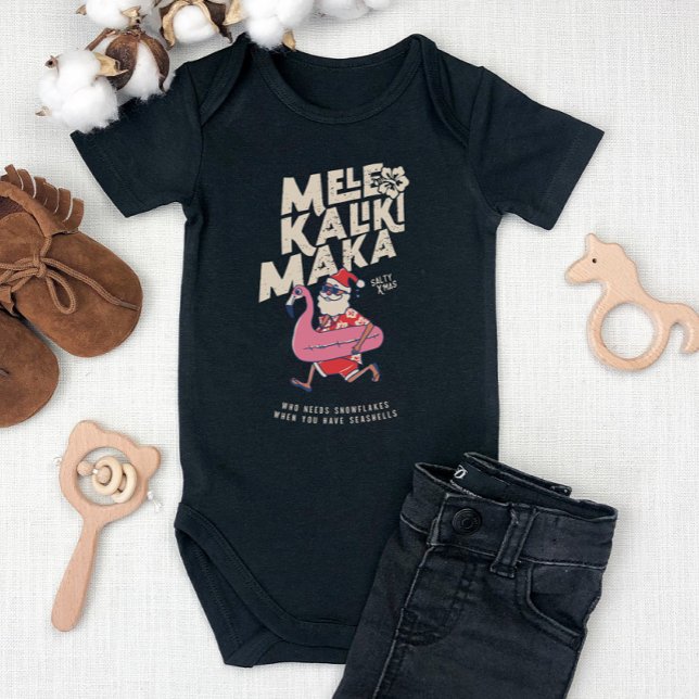 Body Mele Kalikimaka Père Noël Flamant rose Noël Getawa (Mele Kalikimaka Santa Flamingo Christmas Getaway B Baby Bodysuit)