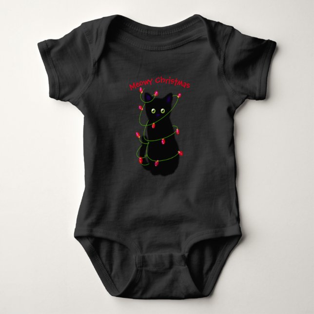 Body Meowy chat Feux rouge vert brillant de Noël (Devant)