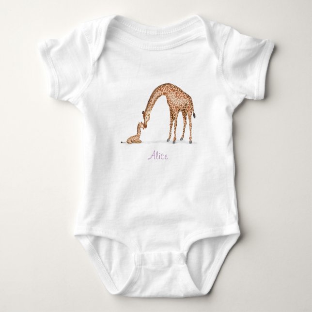 Body Mère girafe et maillot de bébé de veau (blanc) (Devant)