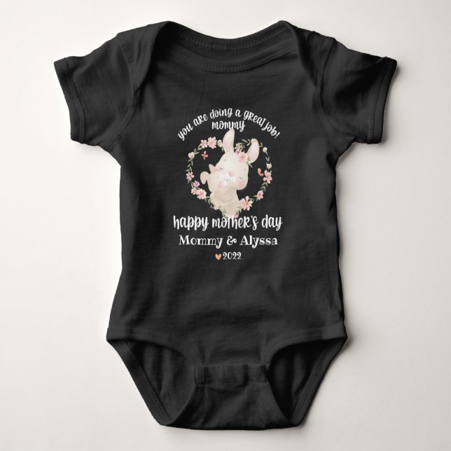 Body Mère's Day Outfit for Newborn with Floral Rabbit (Devant)