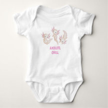 Mignon Axolotl à l'aquarelle Bébé Drôle Détendu