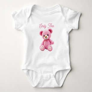 Body Mignon bébé fille personnalisé au crochet rose