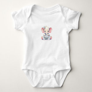 Body Mignon éléphant bébé avec fleurs Bienvenue bébé Ar