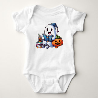Body mignon fantôme lire un livre halloween amoureux