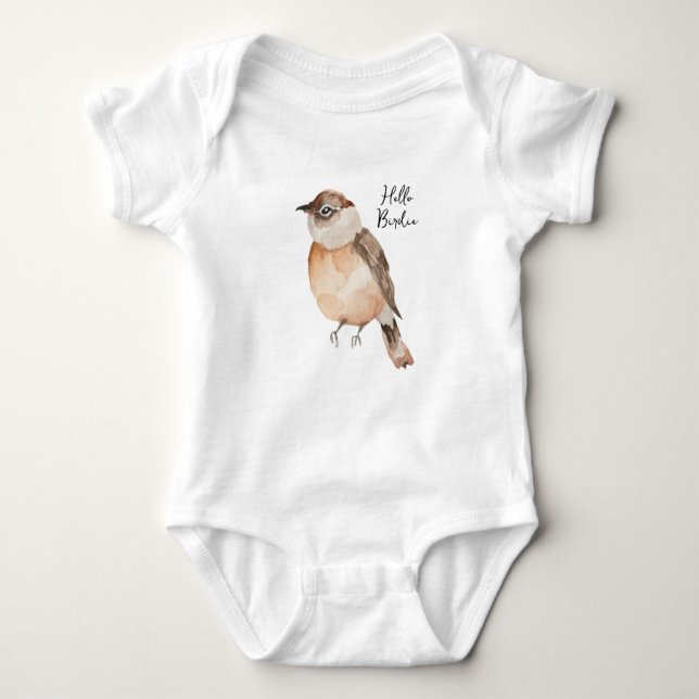 Body mignon Hello Birdie Orange Brown Aquarelle (Devant)