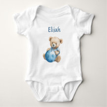 Mignon ours en peluche avec boule bleue