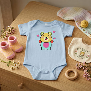 Body Mignon ours en peluche Kawaii souriant avec des cœ