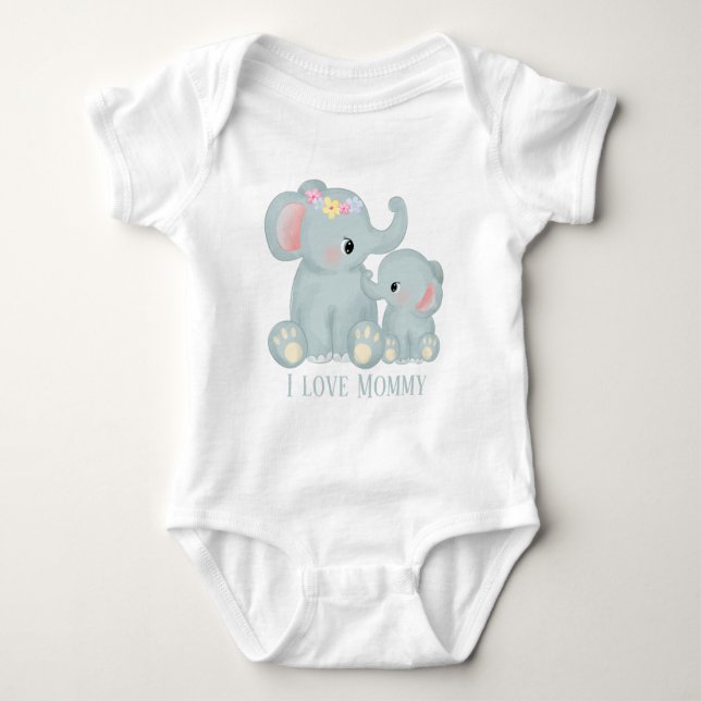 Body mignon unisex maman amour ajouter texte éléphant (Devant)