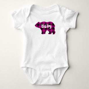 Body Mignonne bébé ours rose noir plaid motif