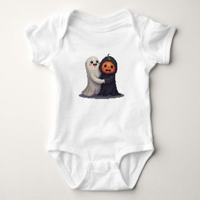 Body Mignonne combinaison Halloween Ghost & Pumkin Baby (Devant)