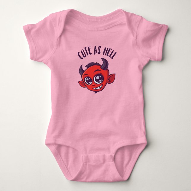 Body Mignonne comme diable en enfer avec un texte foncé (Devant)
