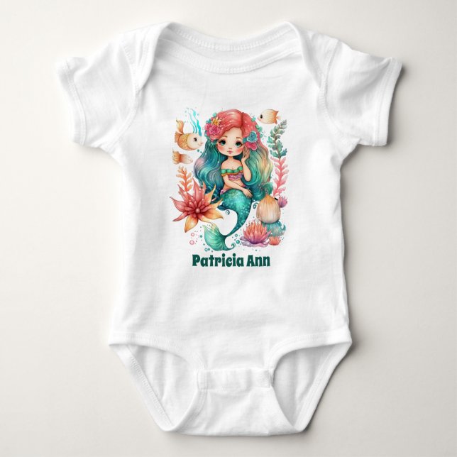 Body mignonne filles mermaid ajouter nom (Devant)