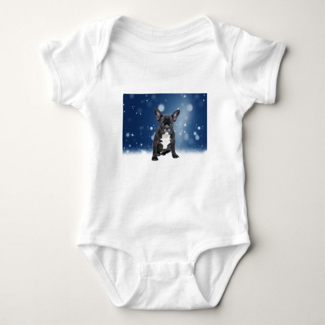 Body Mignonne French Bulldog Etoiles de neige Bleu Noël (Devant)