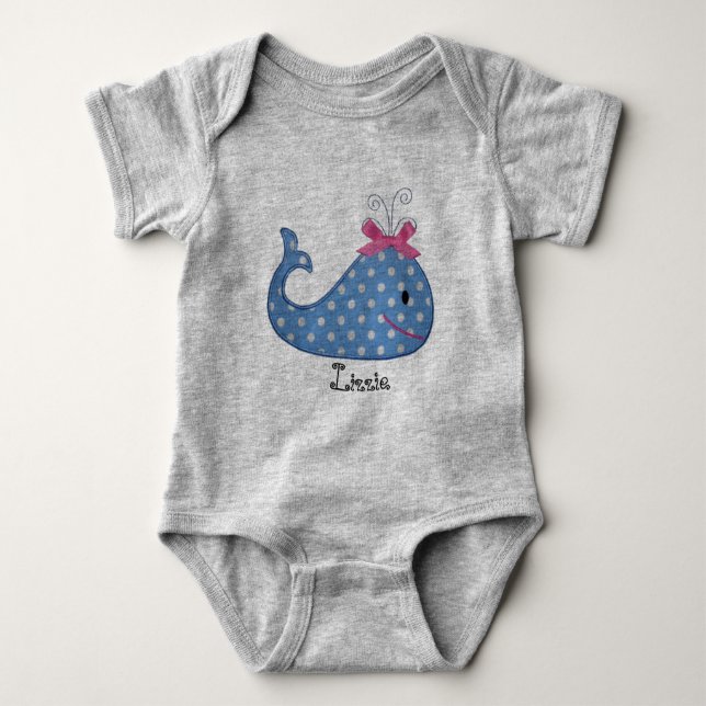 Body Mignonne Petit Baleine Bleue Bodysuit pour bébé (Devant)