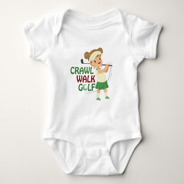 Body mignonne petite fille golfeur mot art (Devant)