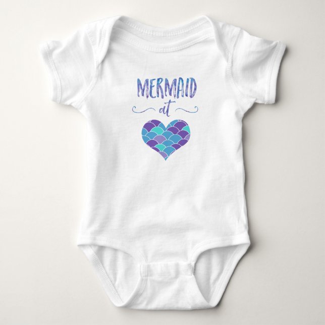 Body Mignonne sirène au costume de bébé de coeur (Devant)