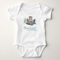 Mignonne Teddy Bear Blue Plane Un 1er Anniversaire