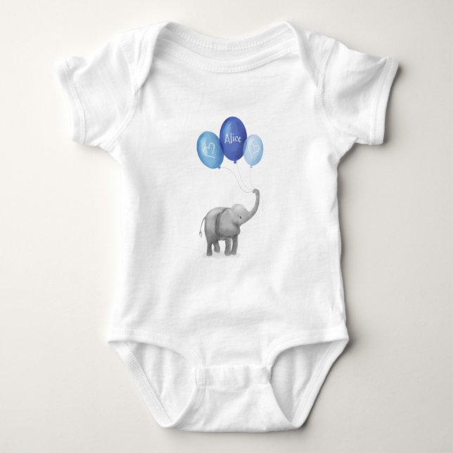 Body Mignonne tenue personnalisée pour bébé éléphant (b (Devant)