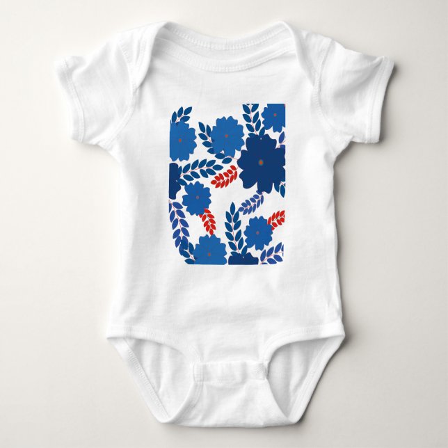 Body Modèle vectoriel simple de fleurs bleues (Devant)