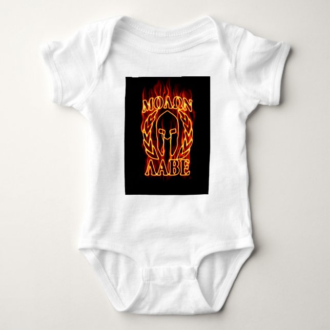 Body Molon Labe Laurels guerrier spartiate en feu (Devant)
