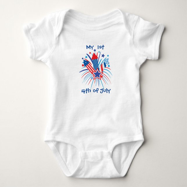 Body Mon 1er T-shirt 4 juillet feux d'artifice patrioti (Devant)