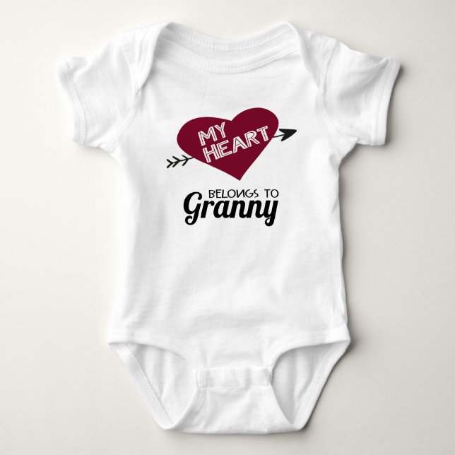 Body Mon coeur est blanc Granny avec coeur rouge (Devant)