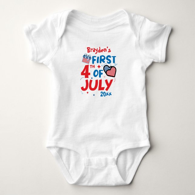 Body Mon premier 4 juillet 2021 nom et année personnali (Devant)