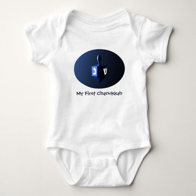Body Mon premier Chanukkah brillant Dreidel bleu (Devant)