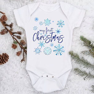 Body Mon premier enfant de Noël a des flocons bleus