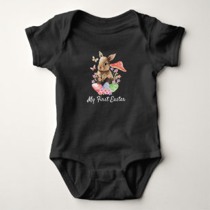 Body Mon premier maillot bébé lapin d'aquarelle de Pâqu