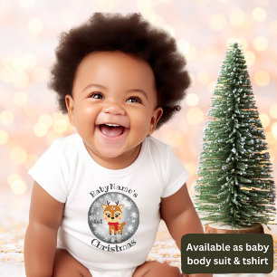 Body Mon premier Noël avec nom rennes mignons argent