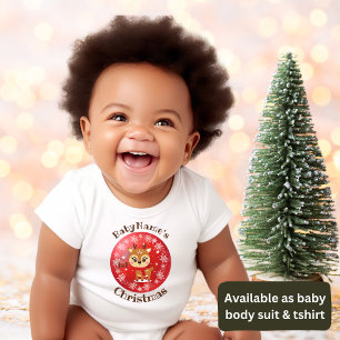 Body Mon premier Noël avec nom rennes mignons rouge