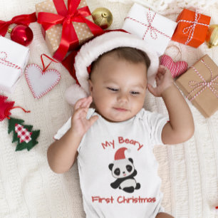 Body Mon tout premier Noël – Panda avec un chapeau de P