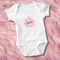 Monogramme Bébé Fille Aquarelle Rose