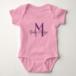 Body monogramme de bébé rose nom personnalisation minim