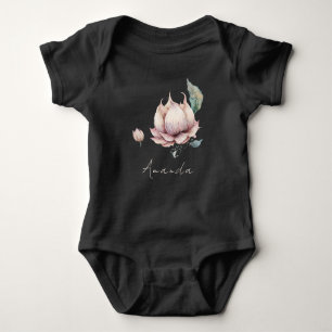 Body Monogramme Nom du bébé Earthy Boho Pretty Lotus Fl