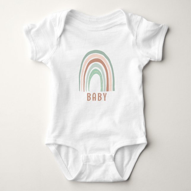 Body Monogramme Nom du bébé Earthy Boho Rainbow Green B (Devant)
