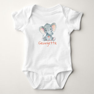 Body monogramme personnalisé Baby Elephant Baby t-Shirt