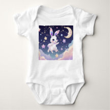 Moon Bunny Baby Bodysuit – Pastel Celestial Rabbit