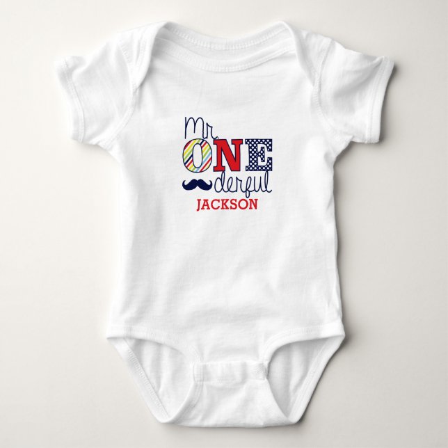 Body Mr ONEderful Baby Romper - Première tenue d'annive (Devant)
