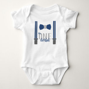 Body Mr ONEderful Birthday Shirt en bleu et gris
