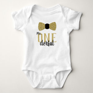 Body Mr ONEderful Birthday Shirt en Noir et Faux Gold
