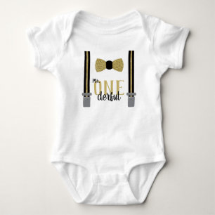 Body Mr ONEderful Birthday Shirt en Noir et Faux Gold