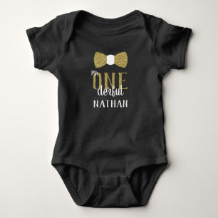 Body Mr ONEderful Birthday Shirt en Noir et Faux Gold