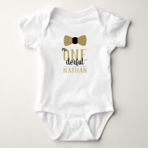 Body Mr ONEderful Birthday Shirt en Noir et Faux Gold