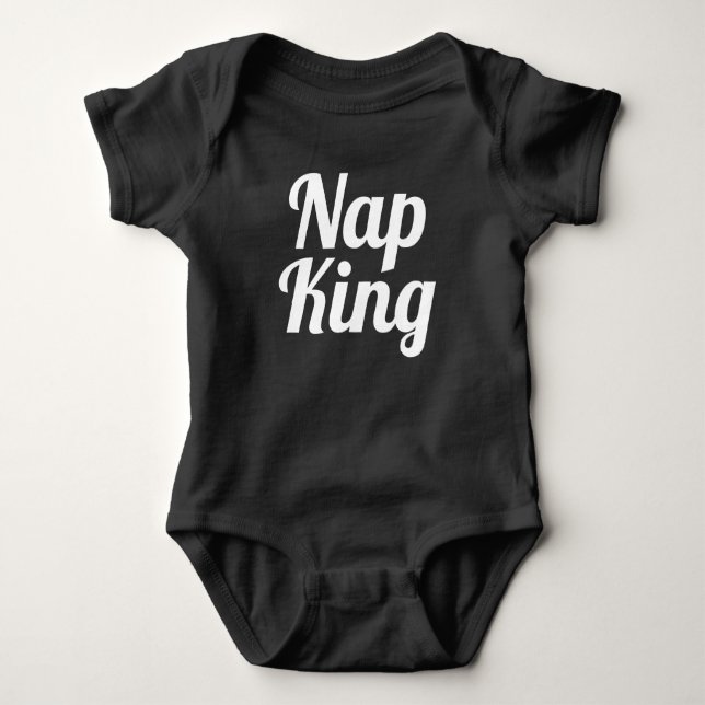 Body Nap King Boy Black and White Slogan Baby Bodysuit (Devant)