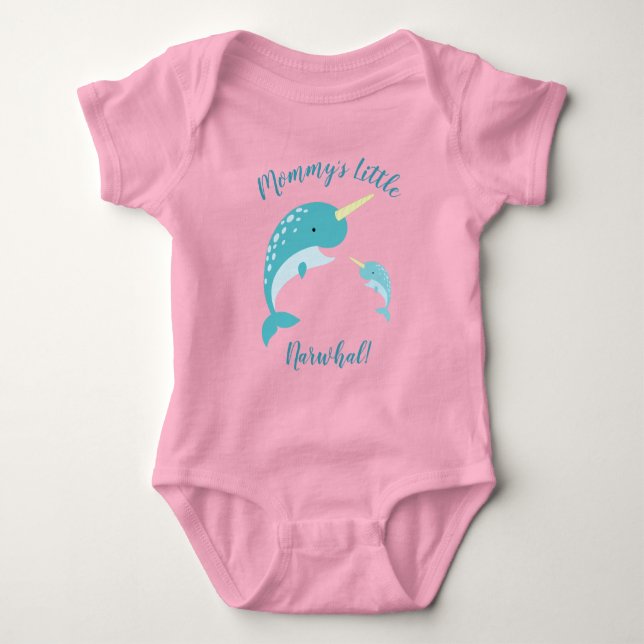 Body Narwhal Baby shower rose fille baleine (Devant)